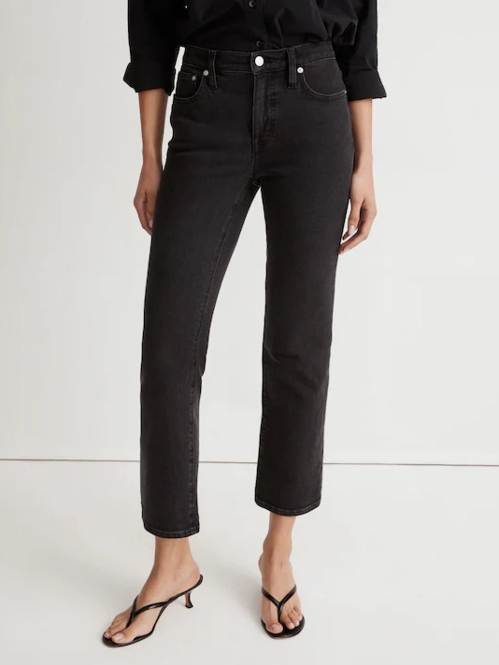 Madewell Kick Out Crop Jeans‎ Black Denim Size 27 Petite